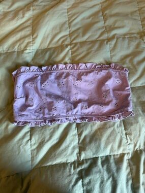 ASOS Lilac Ruffle Eyelet Bandeau Bikini Top